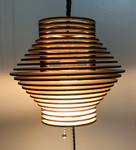 Hanging Wooden Pendant Light - Saucer Light